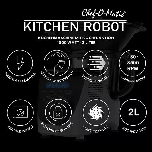 Küchenmaschine mit Kochfunktion
mit Dampfgaraufsatz, digitale Waage