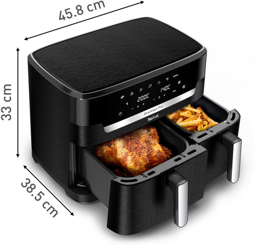 TEFAL Heißluftfritteuse Dual Easy Fry XXL, 2 Schubladen, 6,5l + 4,5l, 7 Programme, MyTefal App